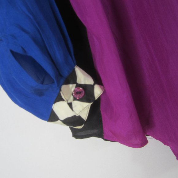 Carole Little 10 LS Colorblock Floral Silk Shirt - Picture 11 of 12